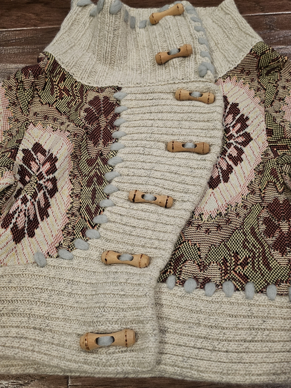 Rare Vintage Anthropologie Sleeping on Snow Fair Isle Knit Cardigan - Picture 4 of 6